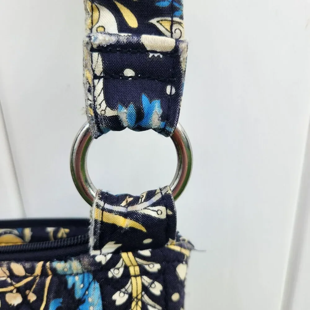 Vera Bradley Ellie Blue Elephants Quilted Cotton Canvas Hipster Crossbody Bag